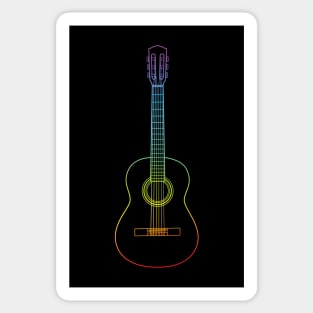 Classical Acoustic Guitar Colorful Outline Sticker